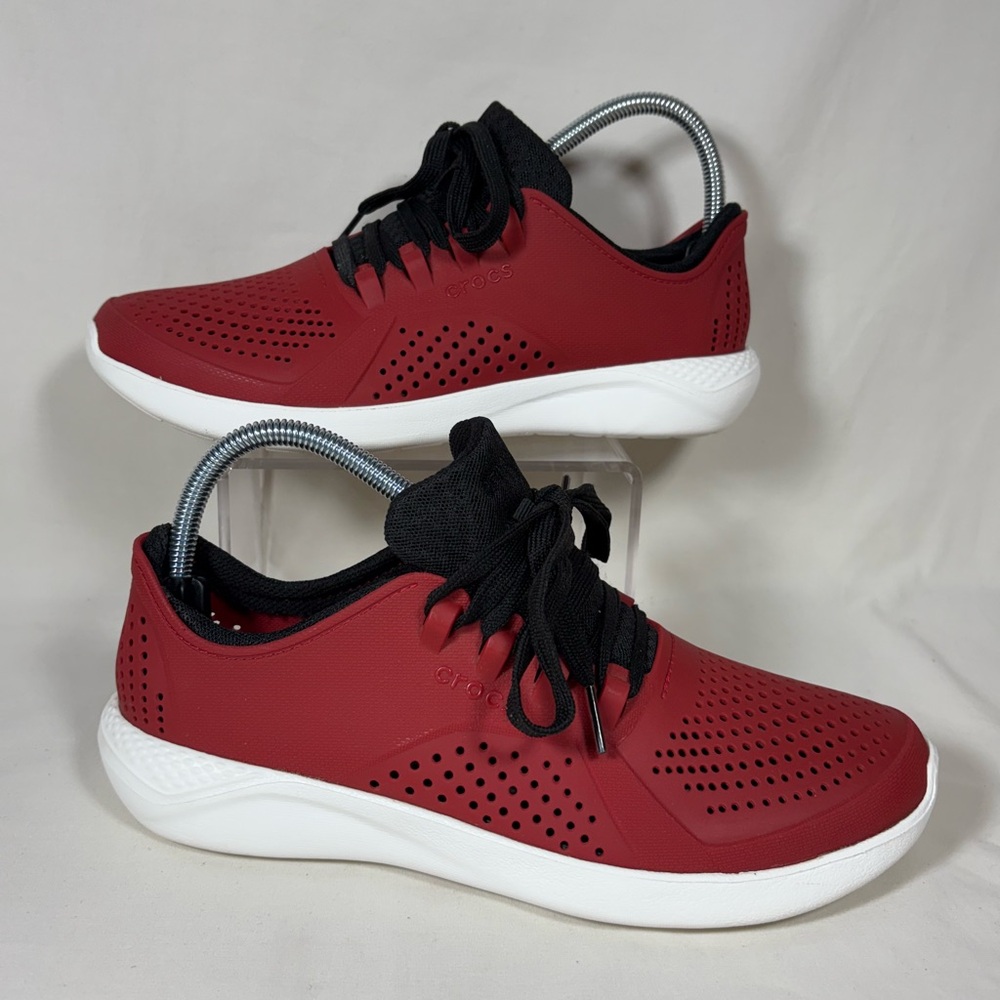Crocs LiteRide 204967 Red/Black Laceup Lightweight Sneakers Men’s US 7